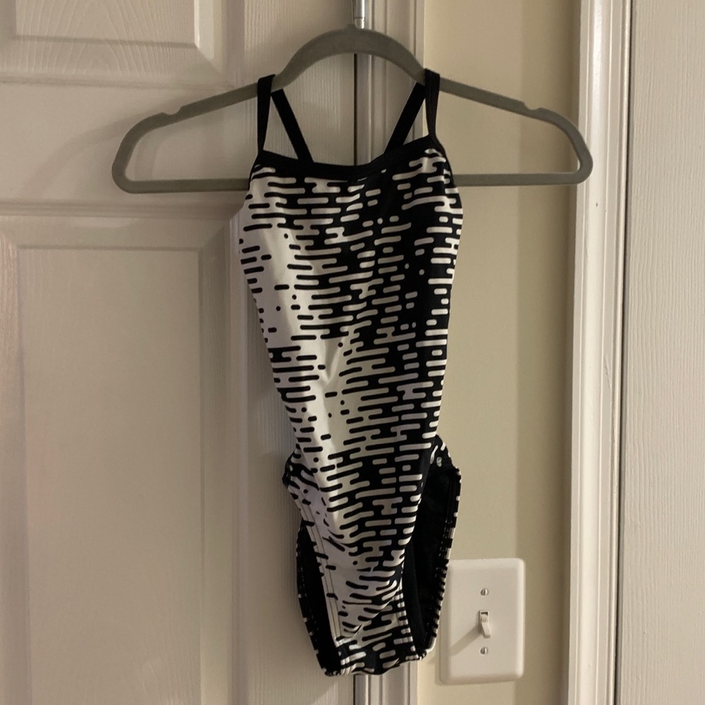 Speedo black and white one piece swimming suit